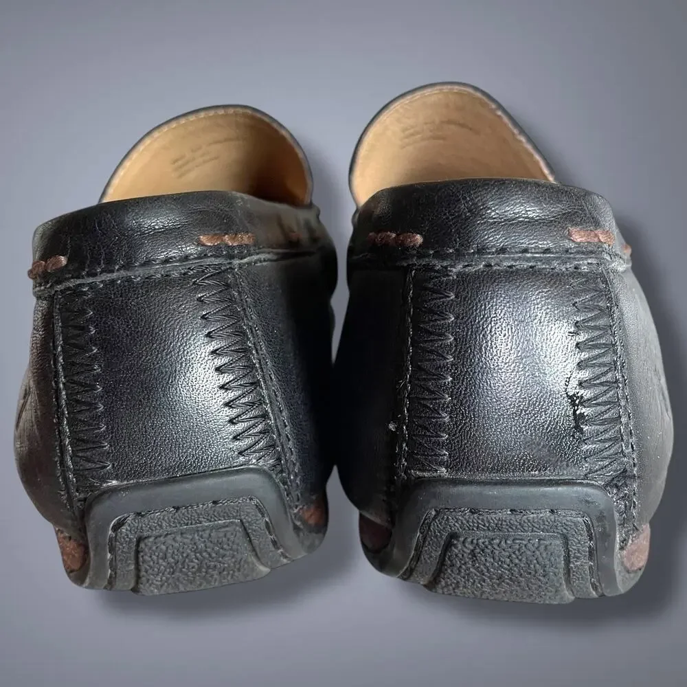 Men's Black Leather Slip-On Loafers